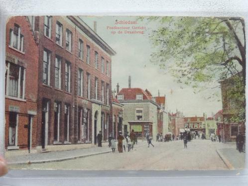SCHIEDAM  Postkantoor en gezicht op Draaibrug, Verzamelen, Ansichtkaarten | Nederland, Gelopen, Zuid-Holland, Voor 1920, Verzenden