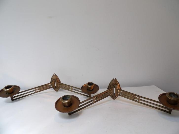 Art Nouveau Wand Kandelaars, messing/brons, Antiek en Kunst, Antiek | Kandelaars, Koper of Brons, Ophalen of Verzenden