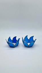 Lotus Waxinelichthouders - Glas-in-lood - Set van 2, Huis en Inrichting, Woonaccessoires | Kandelaars en Kaarsen, Overige materialen