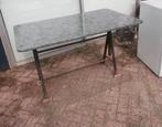 Leuke retro tuintafel hoogte verstelbaar natuursteen blad, Ophalen of Verzenden, Gebruikt, Rechthoekig