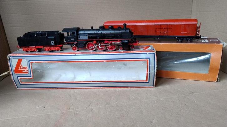 Lima trein stoomlocomotief 203014LG en Vrieswagon in doos, Hobby en Vrije tijd, Modeltreinen | H0, Gebruikt, Locomotief, Gelijkstroom