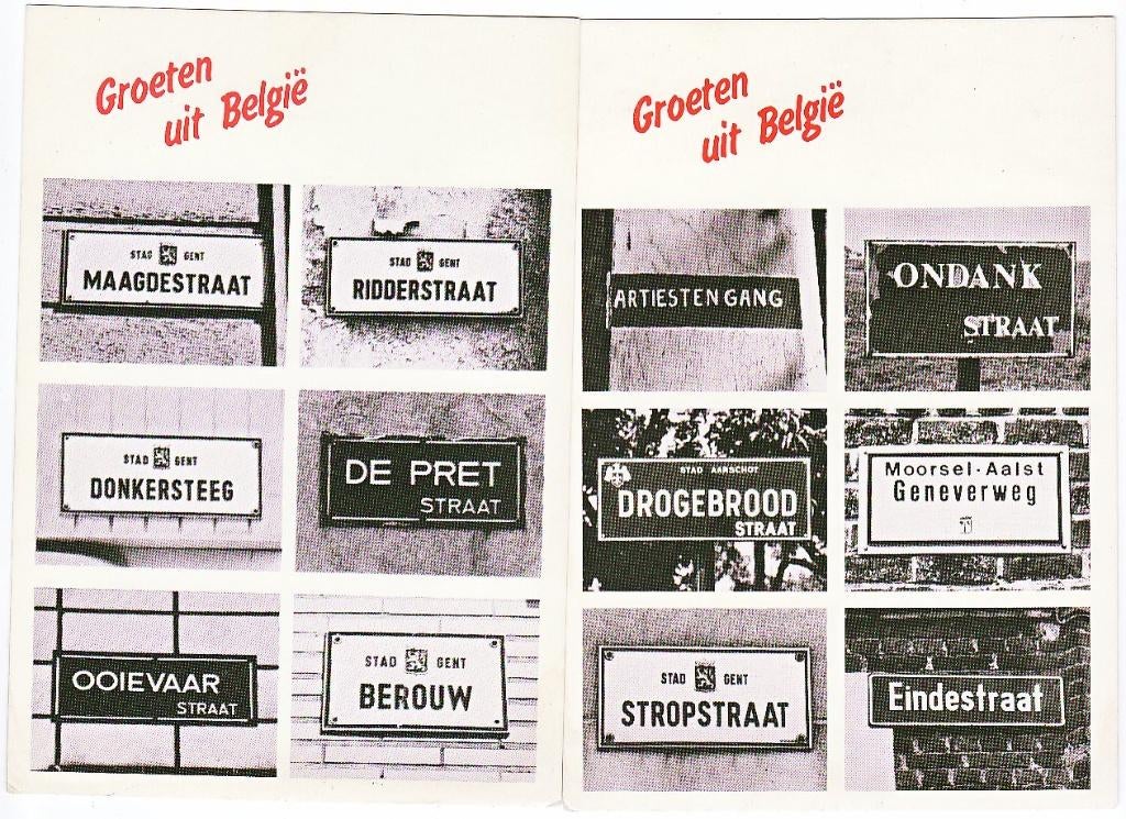 Groeten uit België-2x fotokaart van jos Lambregs straatnamen, Verzamelen, Verzenden, 1960 tot 1980, Ongelopen, Antwerpen