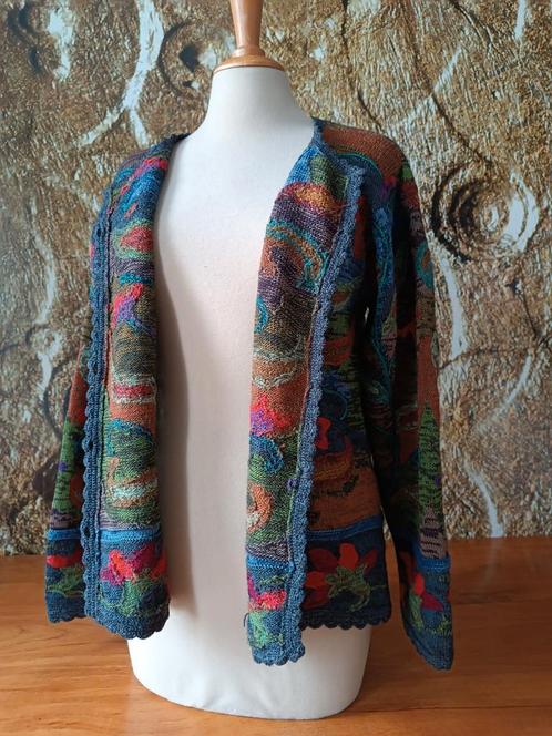 💖Prachtig Intarsia bloemen vest S/M, Kleding | Dames, Truien en Vesten, Nieuw, Maat 42/44 (L), Blauw, Ophalen of Verzenden