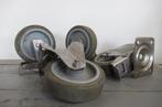 SET van 2x bok en 2x zwenk-remwiel 160 mm Wiel geluiddempend, Ophalen of Verzenden, Gebruikt