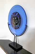 Glazen sculptuur, schaal blauw glas van Lars Hellsten, Ophalen of Verzenden