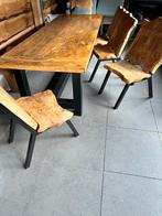 5 Unieke Eiken Tuin/Eetkamer Stoelen - Zwart Frame, Huis en Inrichting, Stoelen, Ophalen, Gebruikt, Zwart, Uniek scandinavisch design