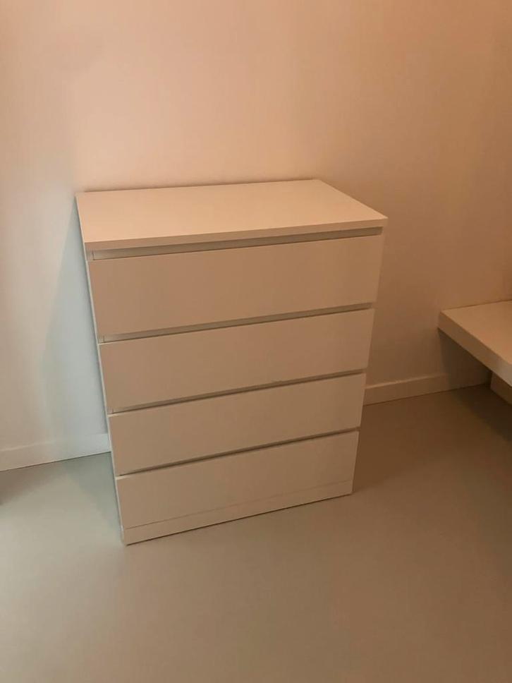 Witte IKEA ladenkast MALM, Huis en Inrichting, Kasten | Ladekasten, Zo goed als nieuw, Minder dan 100 cm, 50 tot 100 cm, 25 tot 50 cm