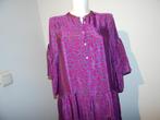 Sissel Edelbo zijde jurk langer model paars groen motief M/L, Kleding | Dames, Jurken, Verzenden, Paars, Maat 42/44 (L), Sissel Edelbo