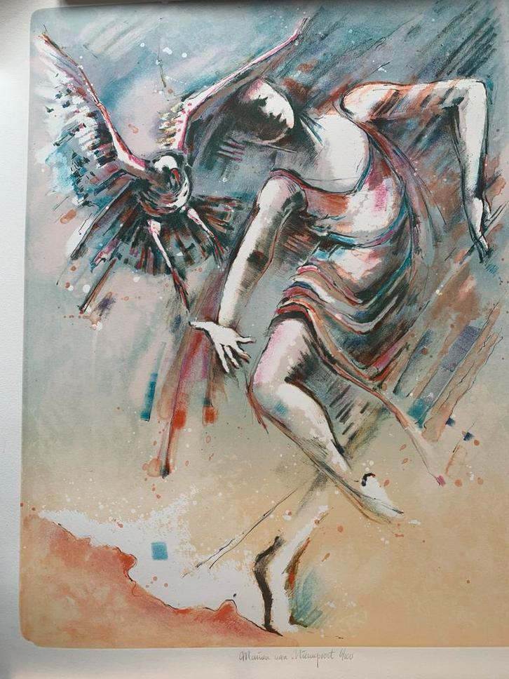 Marion van Nieuwpoort - Fire-birdl Litho, Antiek en Kunst, Kunst | Etsen en Gravures, Ophalen