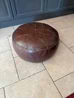 Vintage lederen poef, Ophalen, Gebruikt, Leer, 50 tot 75 cm