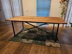Mooie teak houten eettafel met stalen frame, 220x100cm, Huis en Inrichting, Tafels | Eettafels, Ophalen, 200 cm of meer, 50 tot 100 cm