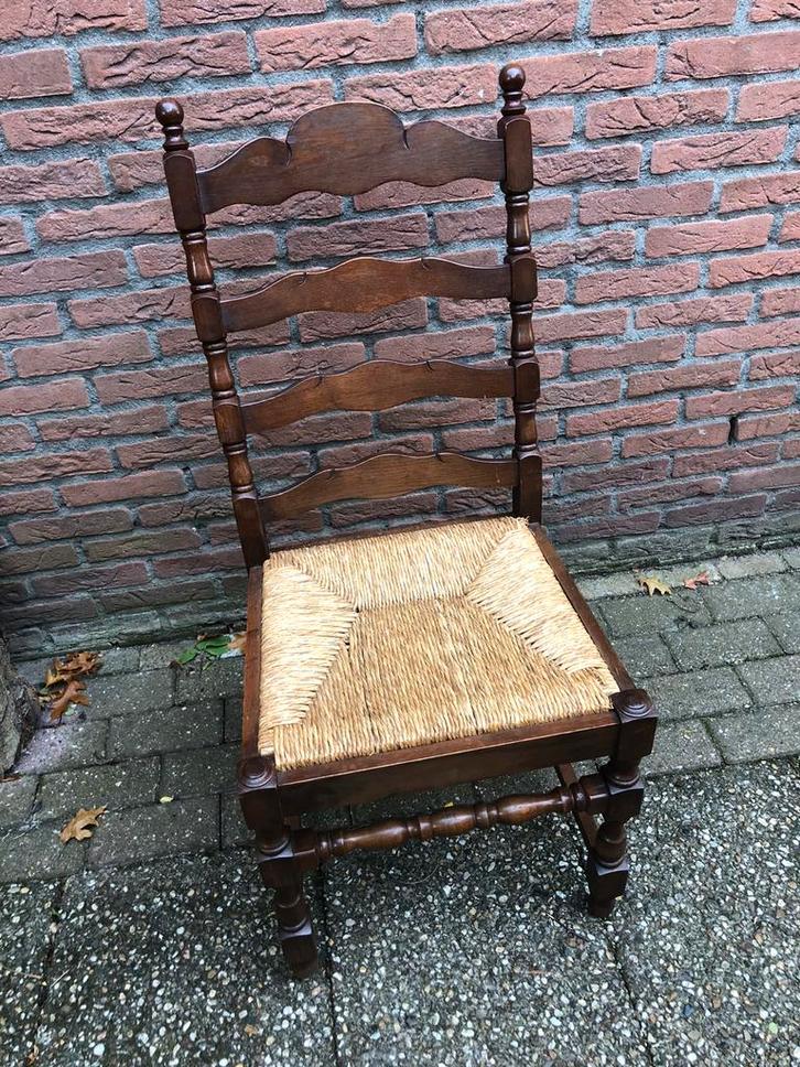 5 robuuste, klassieke eetkamerstoelen, Huis en Inrichting, Stoelen, Gebruikt, Vijf, Zes of meer stoelen, Hout, Bruin, Ophalen