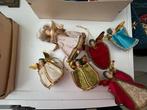6 oude vintage velvet wassen kerst engelen, Koestel?, Ophalen of Verzenden, Gebruikt