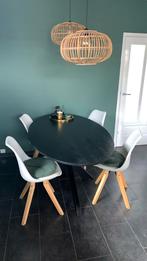 Zwarte ovalen eettafel, Gebruikt, 100 tot 150 cm, Vijf personen of meer, 150 tot 200 cm