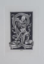 Exlibris / Ex libris F. Teubel, medisch, skelet, Antiek en Kunst, Kunst | Etsen en Gravures, Verzenden