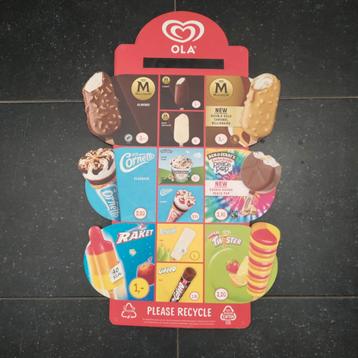 OLA IJSKAART,Snackbar,Reclamebord,hard Karton,IJSkaarten beschikbaar voor biedingen