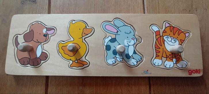 houten puzzels. nopjes en legpuzzel, Kinderen en Baby's, Speelgoed | Kinderpuzzels, Zo goed als nieuw, 10 tot 50 stukjes, Ophalen of Verzenden