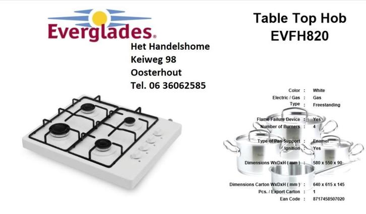 Nieuwe gaskookplaten voor aardgas en butagas actieprijs, Witgoed en Apparatuur, Kookplaten, Nieuw, Vrijstaand, Gas, 4 kookzones