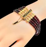 Antiek Granaat & Gouden Armband 5 Rijen Granaat steentjes, Sieraden, Tassen en Uiterlijk, Antieke sieraden, Verzenden, Goud, Armband