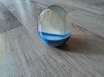 Pfizer glaskunst - Ei vormig, blauw & frosted wit, Ophalen of Verzenden