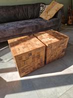 2 Houten Bijzettafels - Vierkant 40cm, Ophalen, Minder dan 50 cm, Vierkant, Minder dan 50 cm