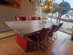 Eiken eettafel met 6 stoelen  "bert plantagie", Gebruikt, 100 tot 150 cm, Verzenden, Eikenhout
