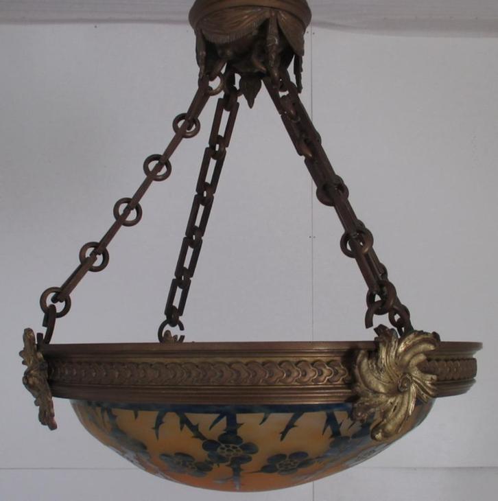 art deco Le Verre Francais luster hanglamp Schneider, Antiek en Kunst, Antiek | Lampen, Ophalen