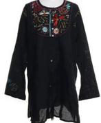 Zwarte tuniek Gudrun Sjoden met borduurwerk - Maat M, Kleding | Dames, Blouses en Tunieken, Ophalen of Verzenden, Zo goed als nieuw