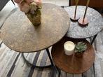 3 stuks Bijzettafels/salontafels, Huis en Inrichting, 45 tot 60 cm, Minder dan 55 cm, Metaal of Aluminium, Rond