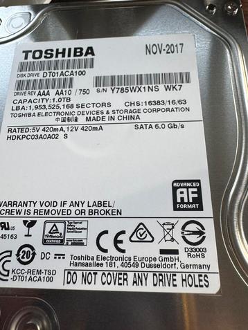 Toshiba 1TB HDD – Nieuw, nooit gebruikt (SATA 6Gb/s) beschikbaar voor biedingen