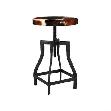 Industriële kruk van mangohout en zwart staal beschikbaar voor biedingen