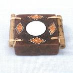 Waxinelichtjeshouder aardewerk met rotan., Overige materialen, Bruin, Nieuw, Ophalen of Verzenden