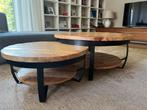 Set van 2 houten salontafels, Ophalen, Gebruikt, Rond, 50 tot 100 cm