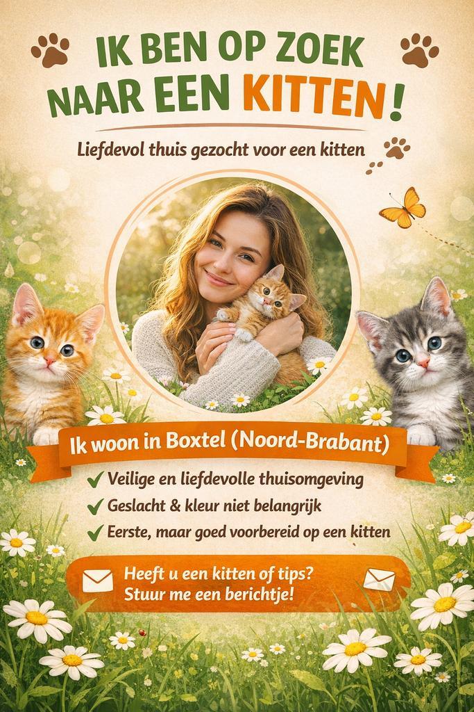 Gezocht: Kitten (tot 1 jaar) – liefdevol thuis, Dieren en Toebehoren, Katten en Kittens | Overige Katten, Poes
