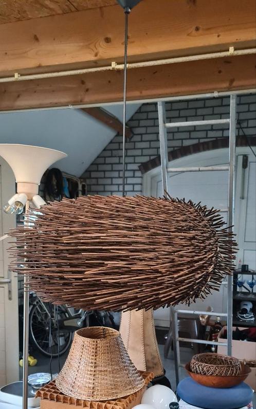 Bamboe/Rieten Vogelnest hanglamp - BoHo stijl, Huis en Inrichting, Lampen | Hanglampen, Gebruikt, 50 tot 75 cm, Ophalen of Verzenden