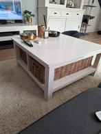 Salontafel hoogglans wit/crème met rotan manden, Huis en Inrichting, 50 tot 100 cm, Minder dan 50 cm, Gebruikt, Ophalen