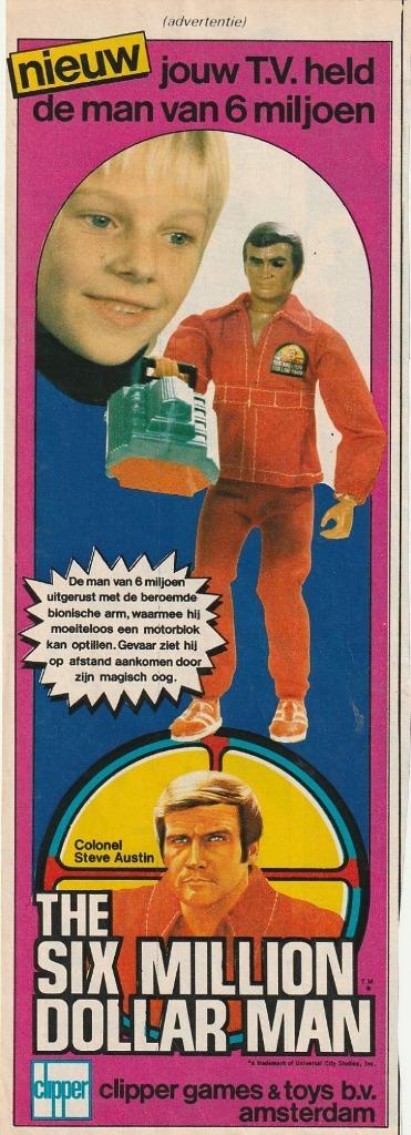 Retro reclame 1976 Clipper pop 6 miljoen million dollar man, Verzamelen, Retro, Overige typen, Verzenden