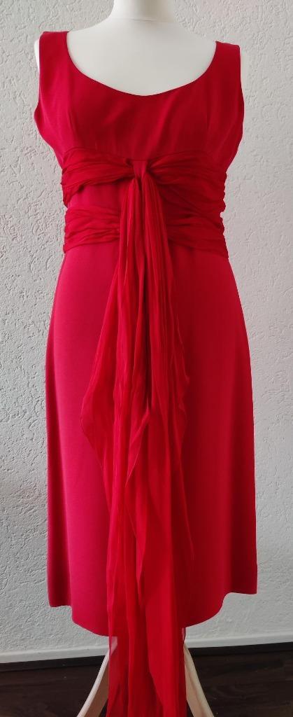Valentino zijden jurk warm rood met 4 voile sjaals, Kleding | Dames, Gelegenheidskleding, Zo goed als nieuw, Cocktailjurk, Maat 38/40 (M)