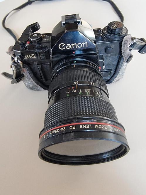 Canon A1 analoge camera met zoom lens FD 24-35mm 1:3.5, Audio, Tv en Foto, Fotocamera's Analoog, Gebruikt, Compact, Canon, Ophalen of Verzenden