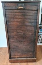 Antieke vintage houten archiefkast met rolluik, Huis en Inrichting, Kasten | Roldeurkasten en Archiefkasten, Ophalen, Gebruikt