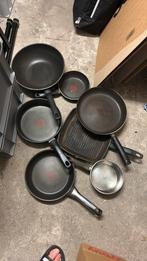 Set pannen, Huis en Inrichting, Keuken | Potten en Pannen, Gebruikt, Inductieplaat, Aluminium, Ophalen of Verzenden