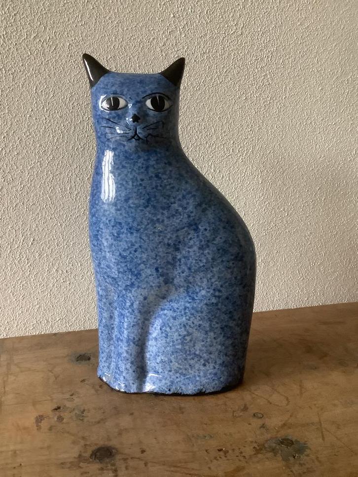 Vintage jaren ‘70 blauwe folk art Enesco  kat, Huis en Inrichting, Woonaccessoires | Overige, Zo goed als nieuw, Ophalen of Verzenden