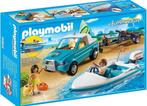 Compleet: vintage Playmobil 6864 pickup met speedboot, Ophalen of Verzenden, Gebruikt