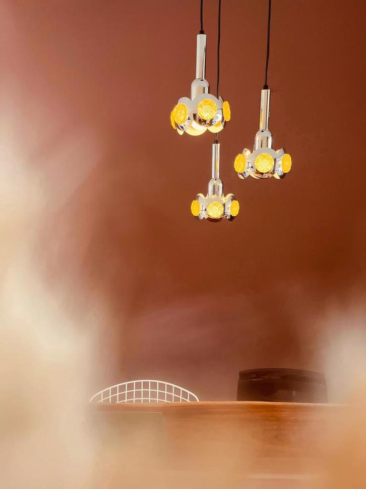 Uniek! Cascade Mid Century hanglampen, Huis en Inrichting, Lampen | Hanglampen, Ophalen of Verzenden