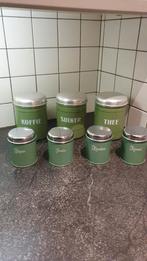 7 vintage emaille voorraad bussen, Antiek en Kunst, Antiek | Emaille, Verzenden