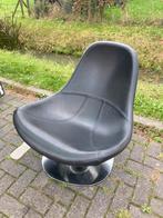 Gebruikte Retro swifel chair zwart leer, Ophalen, Gebruikt, 50 tot 75 cm, Leer