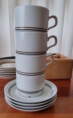 Rörstrand Hållfast vintage 4 kopjes en 5 schotels, Verzenden, Zo goed als nieuw, Overige stijlen, Kop(pen) en/of Schotel(s)