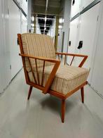 Mid-century 50's Vintage Deense stoel fauteuil hout met bekl, Vintage Deense, Minder dan 75 cm, Zo goed als nieuw, 50 tot 75 cm