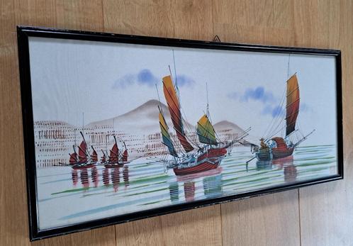 chinese jonken zijde schilderij vissersboot  Azië oriëntaals, Antiek en Kunst, Kunst | Niet-Westerse kunst, Verzenden