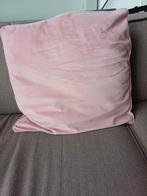 Poederroze kussen veloursstof 50x50 cm, Huis en Inrichting, Woonaccessoires | Kussens, Ophalen of Verzenden, Vierkant